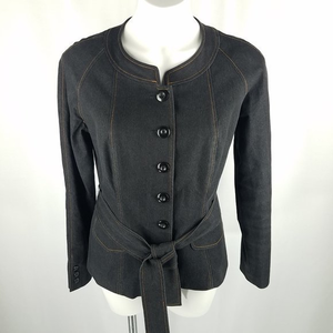 Vesti jacket dark grey denim with belt 8 dark academia